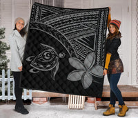 Hawaii Quilt - Hawaii Turtle Plumeria Quilt Grey - Polynesian Pride