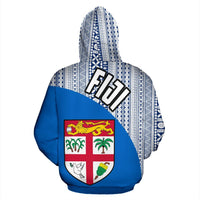 Fiji Tapa Zip up Hoodie Fiji Flag - Polynesian Pride