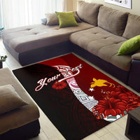 Papua New Guinea Polynesian Custom personalised Area Rug - Coat Of Arm With Hibiscus - Polynesian Pride
