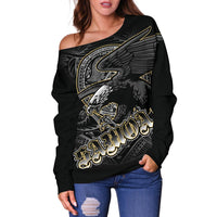 American Samoa Polynesian Eagle Custom Personalised Women's Off Shoulder Sweater - American Samoa Seal - Polynesian Pride