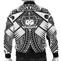 Samoa Polynesian Men's Bomber Jacket - Samoa White Seal with Polynesian Tattoo - Polynesian Pride