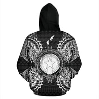 Northern Mariana Islands Polynesian All Over Zip up Hoodie Map Black - Polynesian Pride