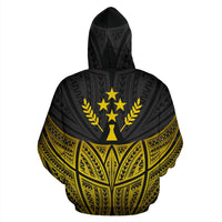 Kosrae Polynesian Zip up Hoodie Gold Pride Map and Seal - Polynesian Pride