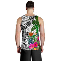 Pohnpei Custom Personalised Men's Tank Top White - Turtle Plumeria Banana Leaf - Polynesian Pride