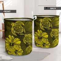Hibiscus Turtles Hawaii Laundry Basket Yellow AH - Polynesian Pride