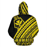 Hawaii Kanaka Polynesian Zip up Hoodie Poly Style Yellow - Polynesian Pride