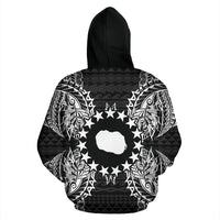 Cook Islands Polynesian All Over Zip up Hoodie Map Black - Polynesian Pride