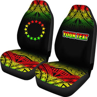 Cook Islands Custom Personalised Car Seat Covers - Cook Islands Flag Fog Reggae Style - Polynesian Pride