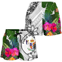 Niue Women's Short White - Turtle Plumeria Banana Leaf - Polynesian Pride