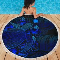 Nauru Polynesia Beach Blanket Turtle Hibiscus Blue - Polynesian Pride