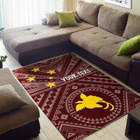 Papua New Guinea Personalised Area Rug - Flag With Polynesian Patterns (Red) - Polynesian Pride
