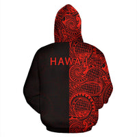 Turtle Hoodie Zip up Polynesian Half Style Red - Polynesian Pride