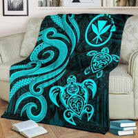 Polynesian Hawaii (Kanaka Maoli) Premium Blanket - Turquoise Tentacle Turtle - Polynesian Pride