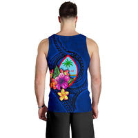 Guam Polynesian Custom Personalised Men's Tank Top - Floral With Seal Blue - Polynesian Pride