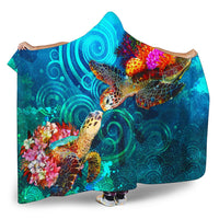 Polynesian Kanaka Maoli (Hawaiian) Hooded Blanket - Turtle Hawaii Map - Polynesian Pride
