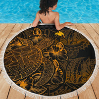 Papua New Guinea Polynesia Beach Blanket Turtle Hibiscus Gold - Polynesian Pride