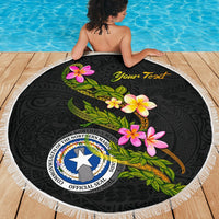 Northern Mariana Islands Custom Personalised Beach Blanket - Plumeria Tribal - Polynesian Pride