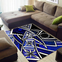 Cook Islands Area Rug - Tribal Flower Special Pattern Blue Color - Polynesian Pride