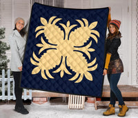 Hawaiian Premium Quilt Royal Pattern - Indigo - A2 Style - AH J2 - Polynesian Pride