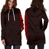 Maori Samoan Tattoo Women Hoodie Dress Red Version - Polynesian Pride