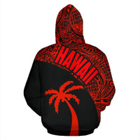 Hawaii Zip up Hoodie Hawaii Coconut Tree Polynesian Tattoo Red Version - Polynesian Pride