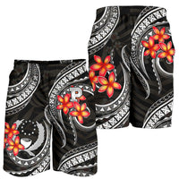 Pohnpei Micronesian Men Shorts - Black Plumeria - Polynesian Pride