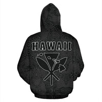Polynesian Kanaka Maoli Royal Coat of Arms Hawaii Zip Hoodie Gray - Polynesian Pride