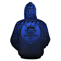 Tuvalu All Over Zip up Hoodie Lift up Blue - Polynesian Pride
