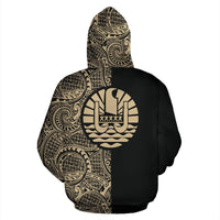 Tahiti Zip up Hoodie Tahiti Flag Polynesian Tattoo Half Style TH0 - Polynesian Pride