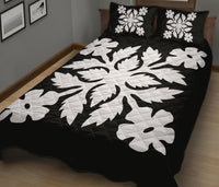 Hawaiian Quilt Bed Set Royal Pattern - Black And White - B2 Style - Polynesian Pride