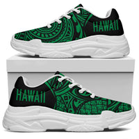 Kanaka White Chunky Sneakers Green - Circle Style - Polynesian Pride