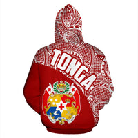 Tonga Hoodie Tonga Coat of Arms Polynesian Tattoo Red White - Polynesian Pride