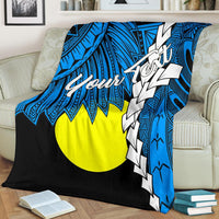 Palau Polynesian Custom Personalised Premium Blanket - Tribal Wave Tattoo Flag Style - Polynesian Pride
