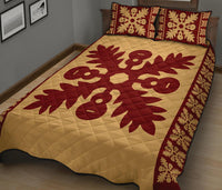 Hawaiian Quilt Pattern Guitar And Flora Quilt Bed Set - Polynesian Pride