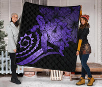 Hawaii Turtle Hibiscus Polynesian Vintage Premium Quilt - Purple - Polynesian Pride