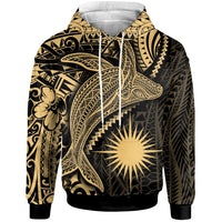 Marshall Islands Hoodie Humpback Whale & Coat of Arms Gold Unisex Gold - Polynesian Pride
