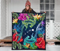 Hawaii Shark Tropical Color Premium Quilt - Polynesian Pride