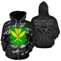 Polynesian Kanaka Maoli Hawaii Zip Hoodie Gray Unisex Gray - Polynesian Pride