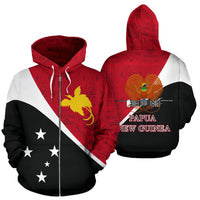 Papua New Guinea All Over Zip up Hoodie Split Style Unisex Black - Polynesian Pride