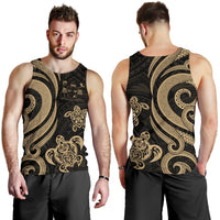 Fiji Polynesian Men Tank Top - Gold Tentacle Turtle Crest Gold - Polynesian Pride