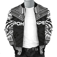 Pohnpei Polynesian Chief Men's Bomber Jacket - Black Version - Polynesian Pride
