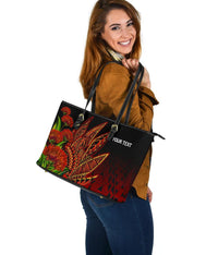 Polynesian Hawaii Personalised Large Leather Tote Bag - Ohia Lehua - Polynesian Pride