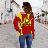 Mauna Kea Women's Off Shoulder Sweater 02 - Polynesian Pride