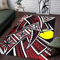 Palau Area Rug - Tribal Flower Special Pattern Red Color Red - Polynesian Pride