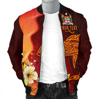Fiji Custom Personalised Men's Bomber Jacket - Tribal Tuna Fish - Polynesian Pride