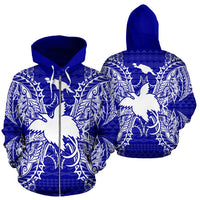 Papua New Guinea Polynesian All Over Zip up Hoodie Map Blue Unisex Blue - Polynesian Pride