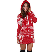 Fiji Polynesian Hoodie Dress Map Red White - Polynesian Pride