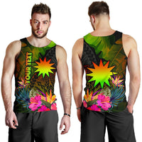 Nauru Polynesian Personalised Men's Tank Top - Hibiscus and Banana Leaves - Polynesian Pride