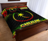 Chuuk Quilt Bed Set - Chuuk Flag Fog Style Reggae Version - Polynesian Pride