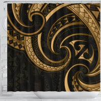 New Zealand Maori Mangopare Shower Curtain Polynesian - Gold - Polynesian Pride